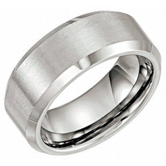 Tungsten 8 mm Beveled-Edge Comfort-Fit Band Size 11.5