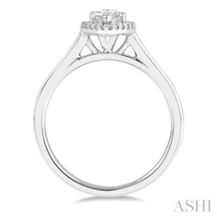 5/8 Ctw Round Cut Diamond Engagement Ring With 1/2 Ct Marquise Cut Center Stone in 14K White Gold