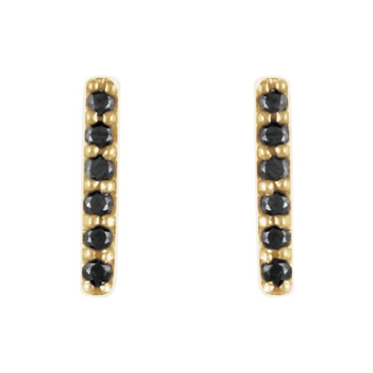 14K Yellow 1/10 CTW Natural Black Diamond Bar Earrings