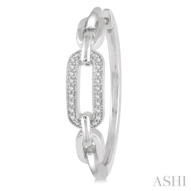 1/10 Ctw Round Cut Diamond Paperclip Hoop Earring in Sterling Silver