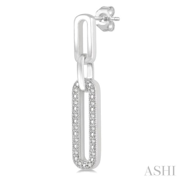 1/10 Ctw Round Cut Diamond Paperclip Earrings in Sterling Silver