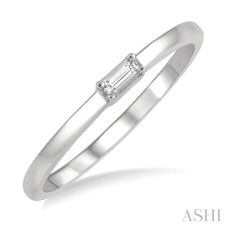 1/20 Ctw Baguette Diamond Stackable Petite Fashion Ring in 10K White Gold