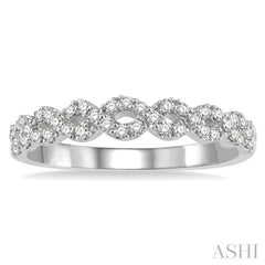 1/4 Ctw Entwined Open Center Round Cut Diamond Stackable Twist Band in 14K White Gold