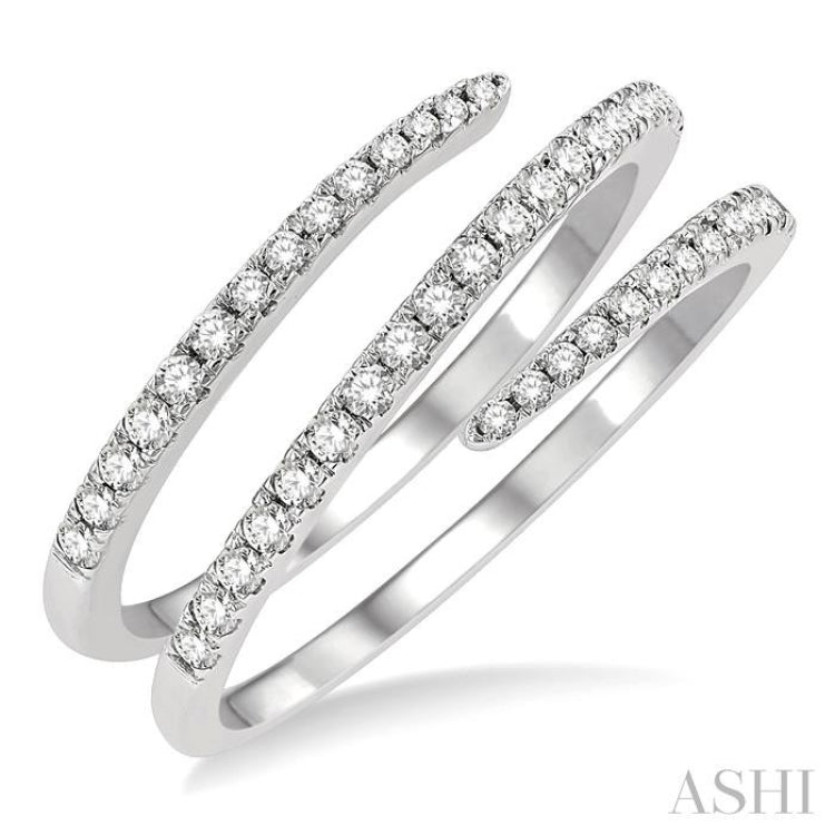 3/8 Ctw Open-End Round Cut Diamond Fashion Ring in 14K White Gold