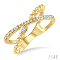 1/6 Ctw Criss Cross Split Shank Round Cut Diamond Fashion Ring in 10K Yellow Gold