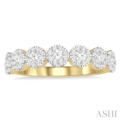 1/2 Ctw Jointed Circular Mount Lovebright round Cut Diamond Band in 14K Yellow and White Gold