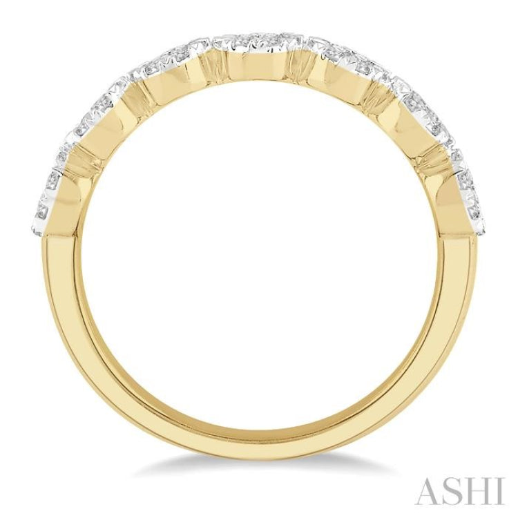 1/2 Ctw Jointed Circular Mount Lovebright round Cut Diamond Band in 14K Yellow and White Gold