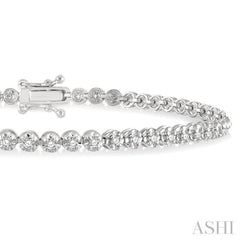 1 Ctw Round Cut Diamond Illusion Tennis Bracelet in 14K White Gold
