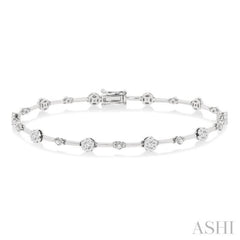 1 Ctw Lovebright Round Cut Diamond Bar Bracelet in 14K White Gold