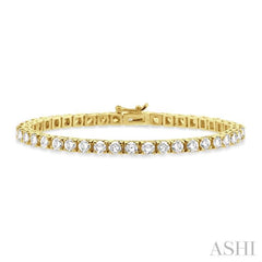 10 Ctw Square Shape Round Cut Diamond Tennis Bracelet in 14K Yellow Gold