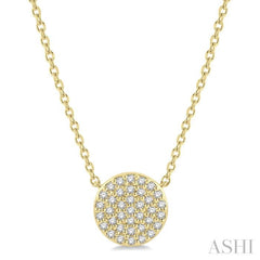 1/6 Ctw Disc Round Cut Diamond Petite Pendant With Chain in 10K Yellow Gold