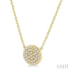 1/6 Ctw Disc Round Cut Diamond Petite Pendant With Chain in 10K Yellow Gold