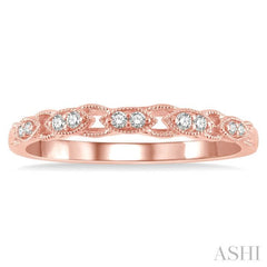 1/10 Ctw Marquise Shape Lattice Round Cut Diamond Wedding Band in 14K Rose Gold