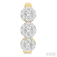 3/8 Ctw Lovebright Round Cut Diamond Half Hoop Earrings in 14K Yellow and White Gold