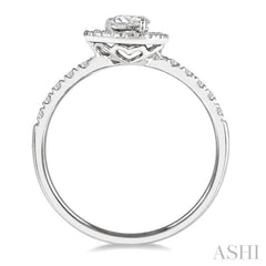 1/4 Ctw Round and Pear Cut Diamond Petite Fashion Ring in 14K White Gold