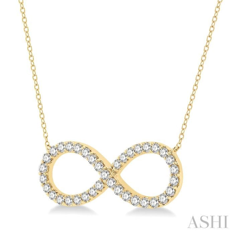 1 Ctw Round Cut Diamond Infinity Pendant With Chain in 14K Yellow Gold