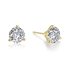 3 CTW 3 Prong Martini Stud Earrings