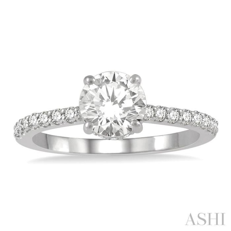 1/3 Ctw Round Diamond Semi-Mount Engagement Ring in 14K White Gold