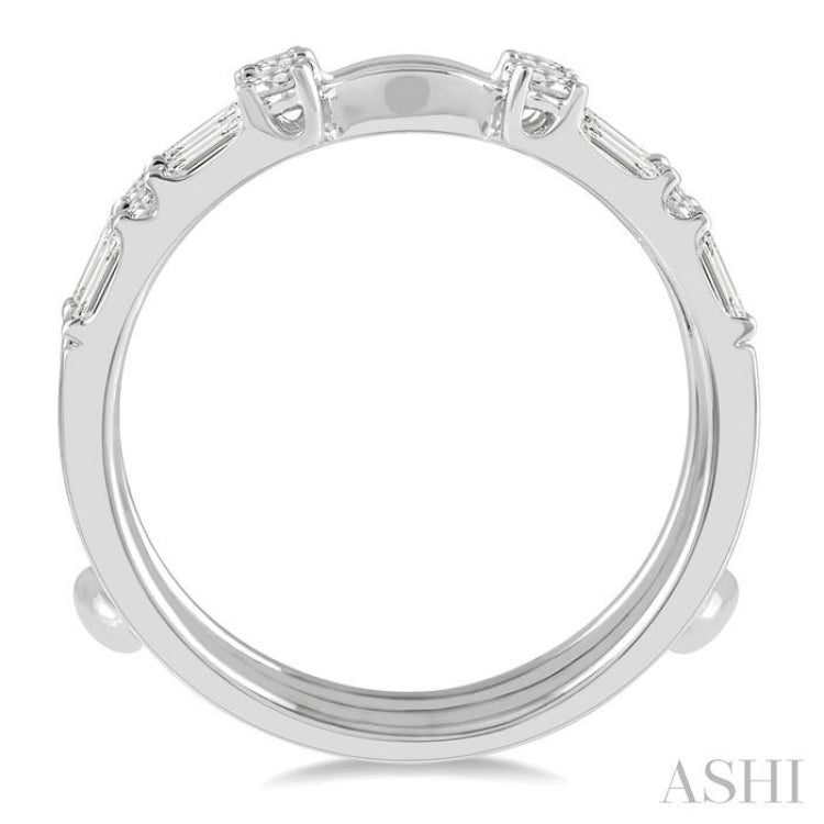 5/8 Ctw Baguette and Round Cut Diamond Insert Ring in 14K White Gold