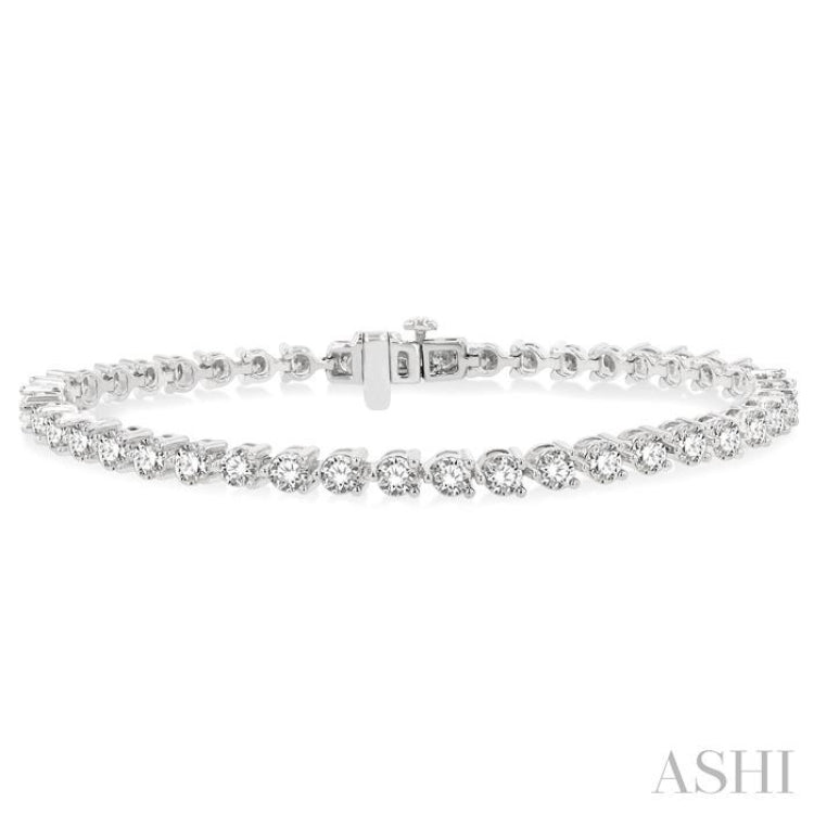 5 Ctw Round Cut Diamond 3-Prong Tennis Bracelet in 14K White Gold