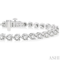 8 Ctw 3 Prong Round Cut Diamond Tennis Bracelet in 14K White Gold