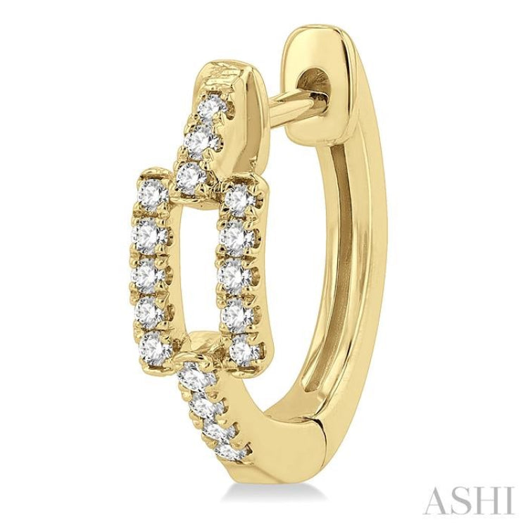 1/5 Ctw Petite Paperclip Round Cut Diamond Fashion Huggies in 10K Yellow Gold
