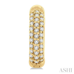 1/4 Ctw Petite Triple Row Round Cut Diamond Fashion Huggies in 10K Yellow Gold