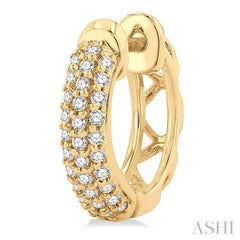 1/4 Ctw Petite Triple Row Round Cut Diamond Fashion Huggies in 10K Yellow Gold