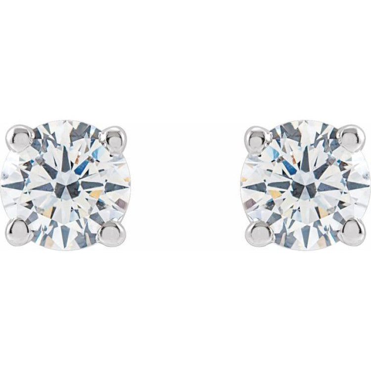 14K White 4mm :: 1/2 CTW Lab-Grown Diamond Earrings
