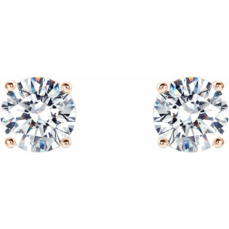 14K Rose 1 CTW Lab-Grown Diamond 4-Prong Stud Earrings