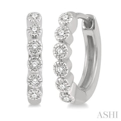 1/10 Ctw Round Cut Diamond Huggie Petite Earrings in 10K White Gold