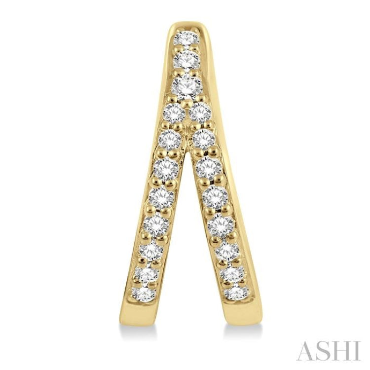 1/5 Ctw Split Round Cut Diamond Huggie Petite Earrings in 10K Yellow Gold