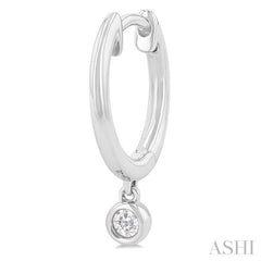1/10 Ctw Petite Bezel Drop Round Cut Diamond Fashion Huggies in 10K White Gold