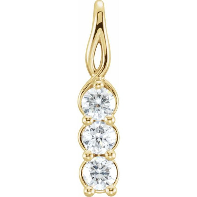 14K Yellow 1/3 CTW Lab-Grown Diamond Three-Stone Pendant