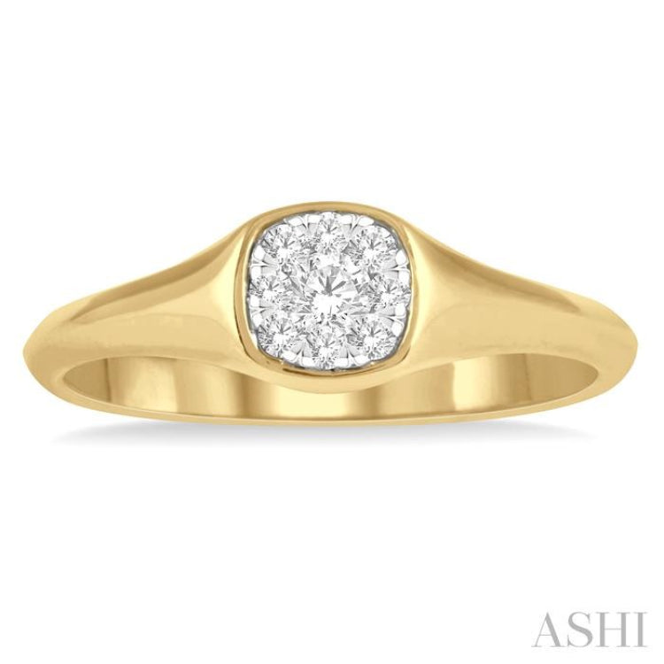 1/6 Ctw Cushion Shape Lovebright Diamond Ring in 14K Yellow and White Gold