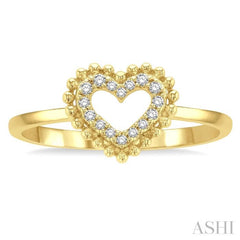 1/10 Ctw Petite Heart Round Cut Diamond Stackable Fashion Ring in 10K Yellow Gold