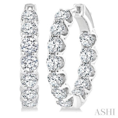 4 Ctw Inside-Out Round Cut Diamond Hoop Earrings in 14K White Gold
