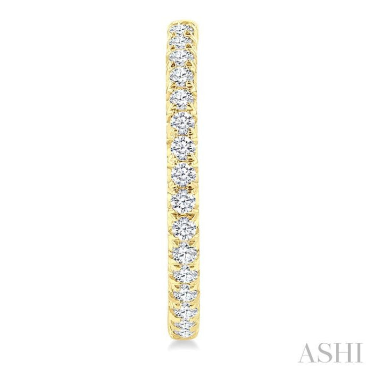 1/2 Ctw French Pave Set Round Cut Diamond Fashion Half Hoop Earring in 14K Yellow Gold