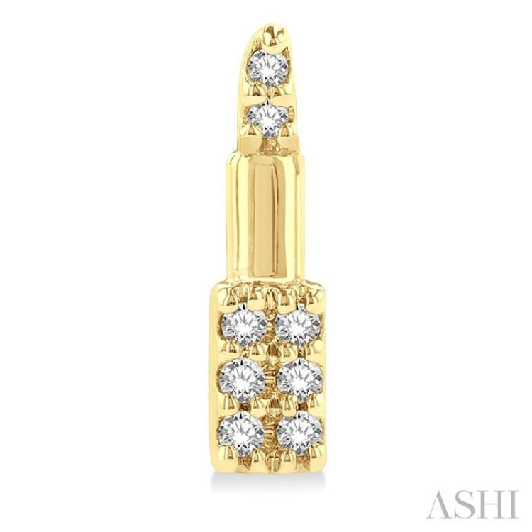 1/20 Ctw Petite Lipstick Round Cut Diamond Fashion Stud Earring in 10K Yellow Gold