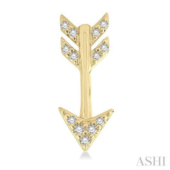 1/10 Ctw Petite Arrow Round Cut Diamond Fashion Stud Earring in 10K Yellow Gold