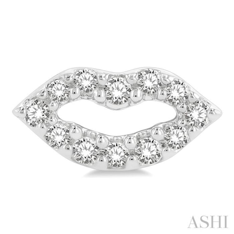 1/10 Ctw Petite Lips Round Cut Diamond Fashion Stud Earring in 10K White Gold