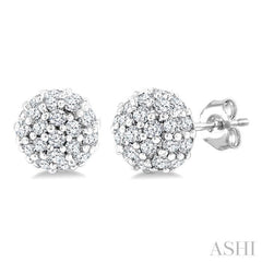 1/5 Ctw Petite Disco Ball Round Cut Diamond Fashion Stud Earring in 10K White Gold