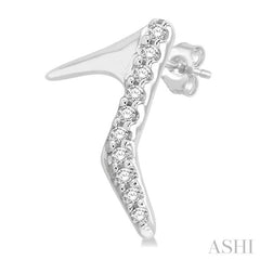 1/20 Ctw Petite High Heel Pumps Round Cut Diamond Fashion Stud Earring in 10K White Gold