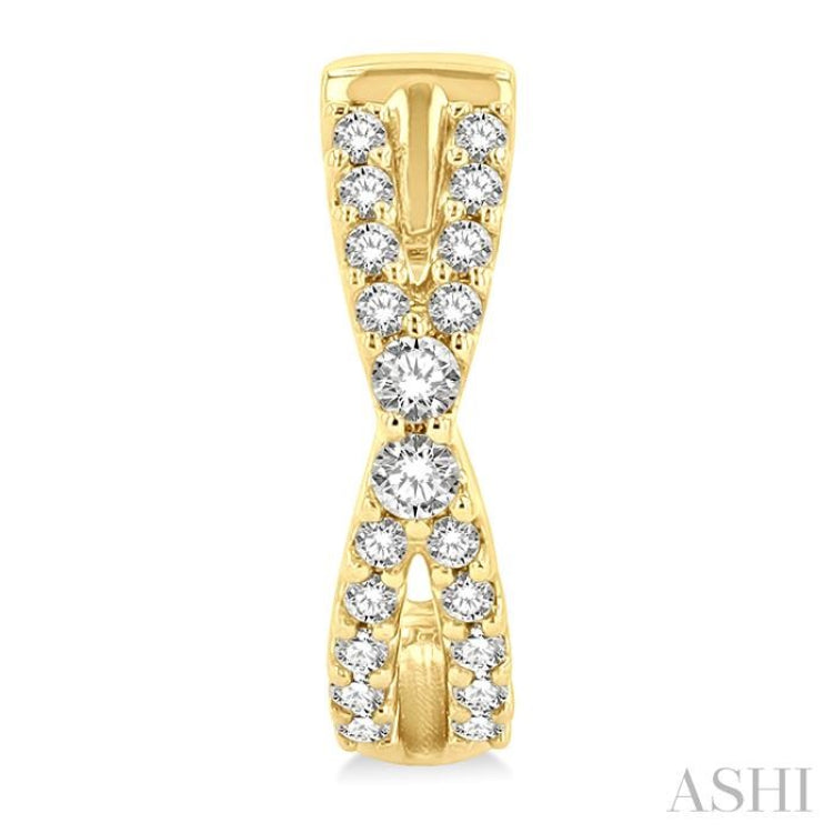1/5 Ctw Petite Slim Criss Cross Round Cut Diamond Fashion Huggies in 10K Yellow Gold