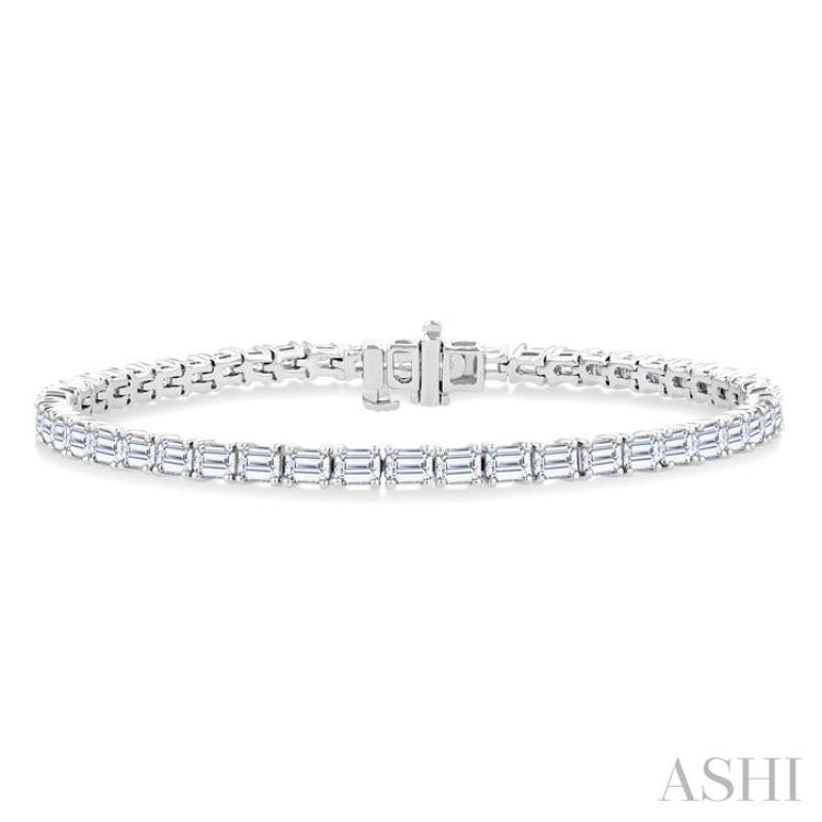 6 Ctw East West Emerald Cut Diamond Fashion Tennis Bracelet in 14K White Gold
