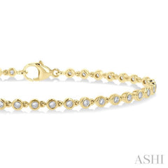 1 Ctw Bezel Set Round Cut Diamond Tennis Bracelet in 14K Yellow Gold
