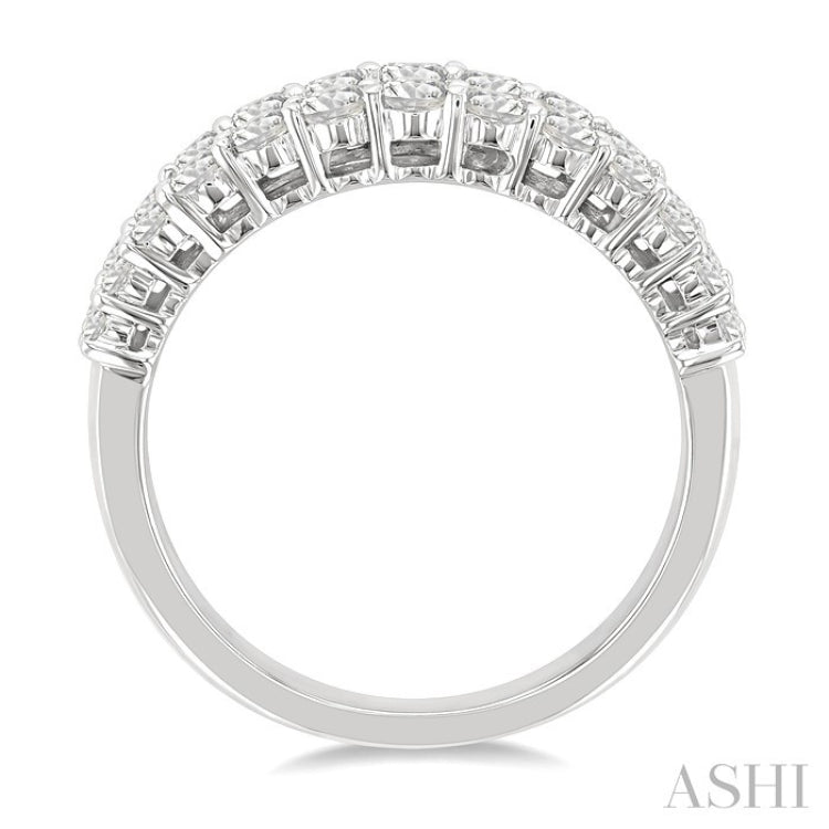 1 5/8 Ctw Baguette and Round Cut Diamond Fashion Band in 14K White Gold