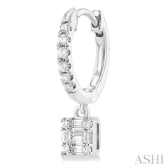 1/3 Ctw Petite Square Shape Fusion Diamond Fashion Huggies in 10K White Gold