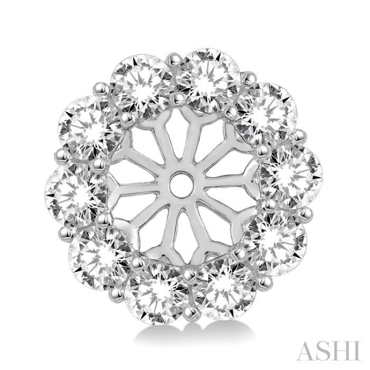1 Ctw Round Cut Diamond Earrings Jacket in 14K White Gold