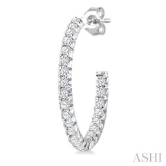 1/2 Ctw French Pave Set Round Cut Diamond Fashion Half Hoop Earring in 14K White Gold